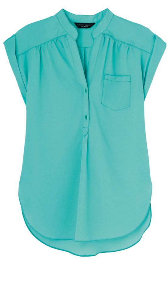 Dorothy Perkins Aqua Crepe Short Sleeve Blouse, £28