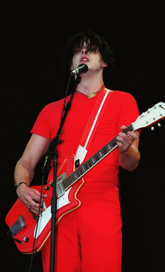 White Stripes Front-man Jack White Is Colour Conscious In Red At Glastonbury 2002