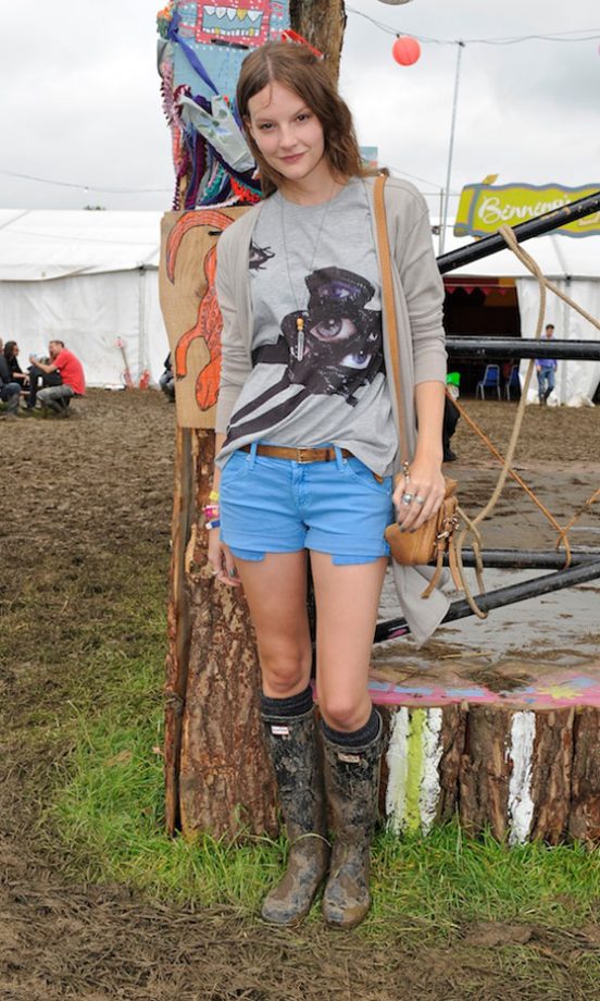 Sara Blomqvist Wearing Hudson Shorts And Mulberry Bag At Glastonbury Festival 2011
