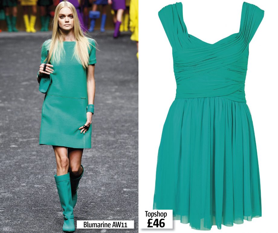 The emerald dress, as seen at Blumarine AW11 and Topshop.