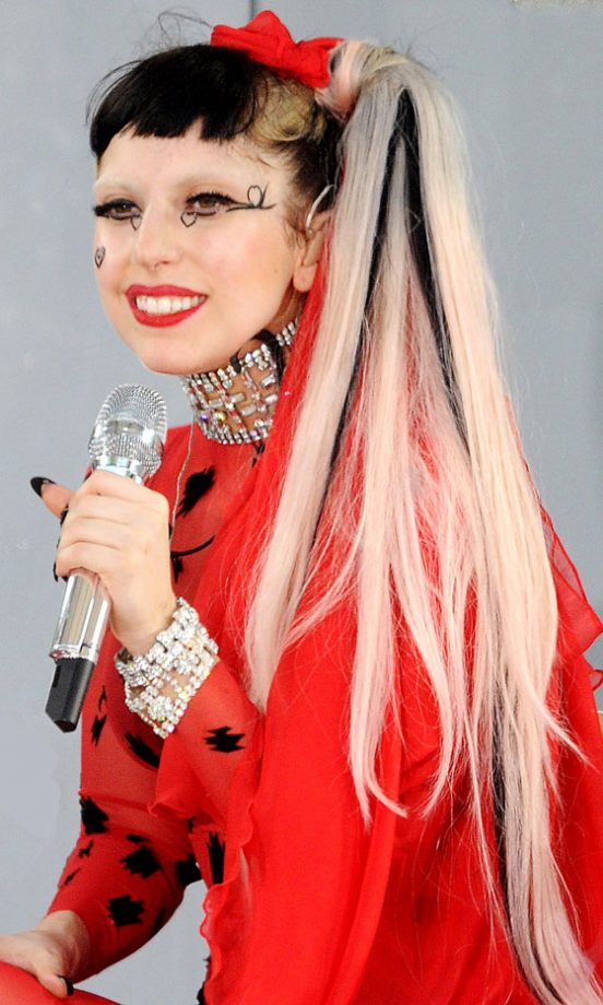 Lady GaGa’s Sports A Multi-Coloured Ponytail Hairstyle In New York, 2011