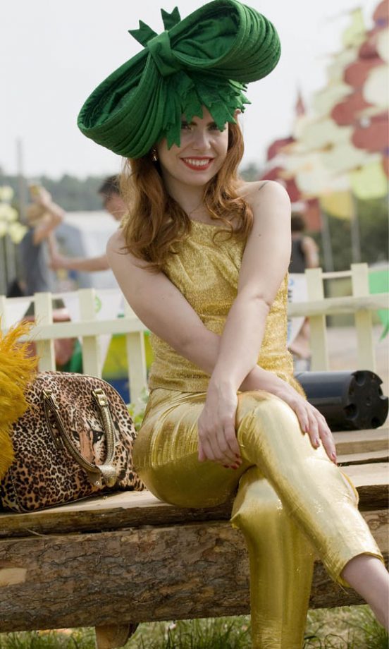Paloma Faith Takes A Break From The Glastonbury Stage In This Gold All In One And Another Fabulous Hat In 2010