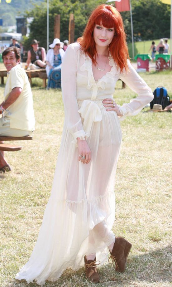 Florence Welch In A Fantastic Floaty Chiffron Dress For Glastonbury 2010