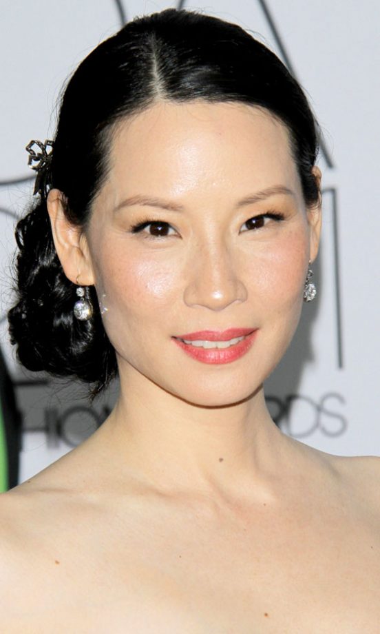 Team Statement Evening Dresses With A Super-Low Plaited Bun Hairstyle Just Like Lucy Liu, 2011