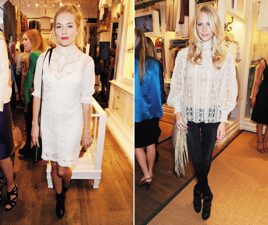 Sienna Miller and Poppy Delevingne Wearing Victoriana Lace At The Ralph Lauren Wimbledon Party