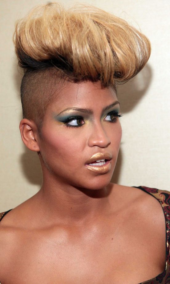 Cassie Clashes Her Vintage Inspired Quiff Hairstyle With A Rebellious Under Cut, 2010