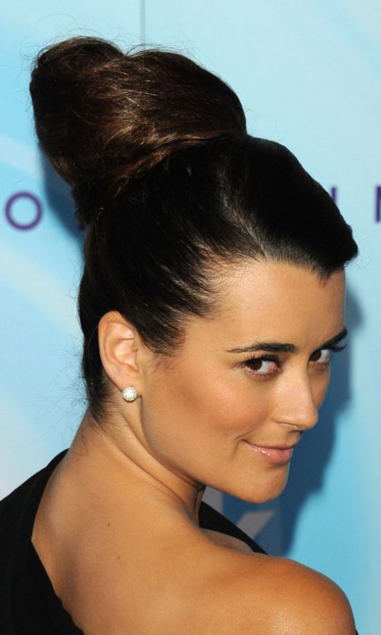Actress Cote De Pablo Works The Ultimate Oversized Topknot - Check Out The Height On That! 2011