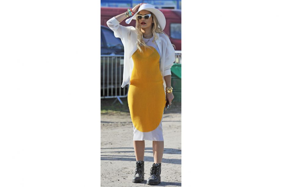 Rita Ora Brings The Sunshine To Glasto In This Bright Yellow Number, 2013