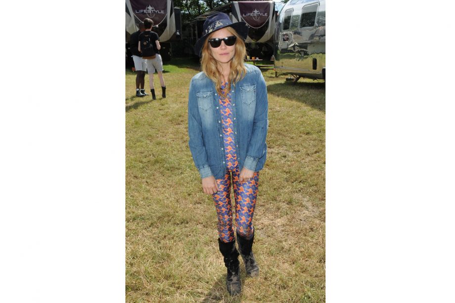 Sienna Miller Looking Ever So Cool In Her Jumpsuit And Denim Cover Shirt, June 2014