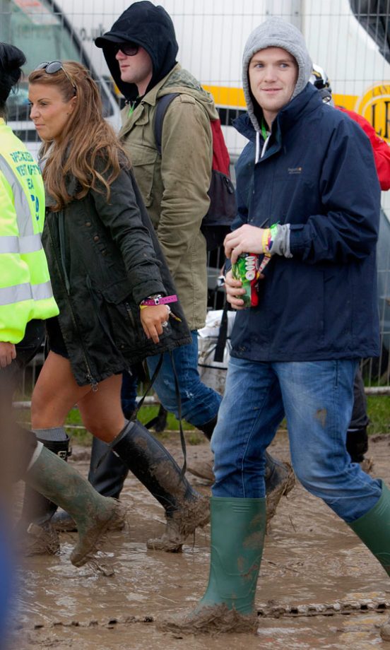 Coleen Rooney And Wayne Rooney Arriving At Glastonbury Festival 2011