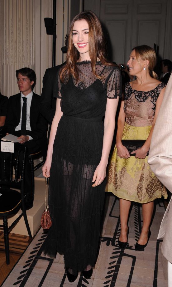 Anne Hathaway At The Valentino Haute Couture AW11/12 Fashion Show