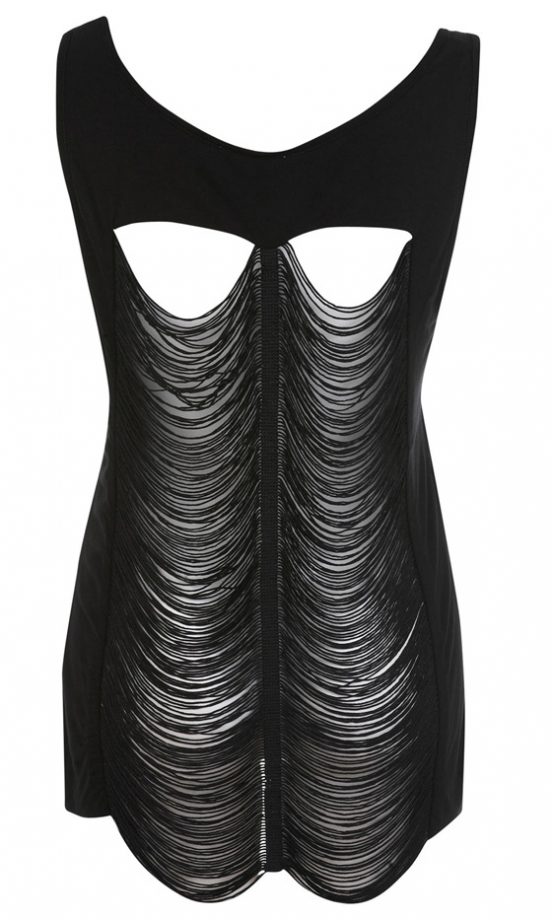 Miss Selfridge Project 1 Black Fringe Vest, £25