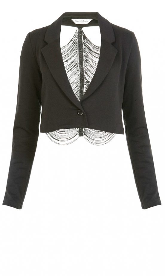 Miss Selfridge Project 1 Black Fringe Back Jacket, £38
