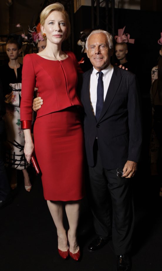 Cate Blanchett Poses With Giorgio Armani Himself At The Armani Couture Haute Couture AW11/12 Fashion Show