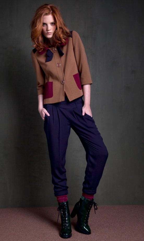 Primark Cropped Jacket, £23, Tailored Trousers, £14, Lace-Up Patent Boots, £18