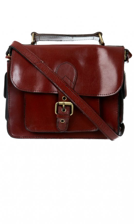 Miss Selfridge Project 1 Burgundy Leather Satchel Bag, £45