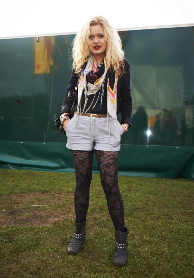 Aisling Wears A New Look Shorts, A Vintage Scarf And Boots From Portabello, Lovebox 2011