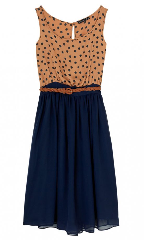 Primark Mustard And Navy Polka Dot Dress, £15 - In Store Only
