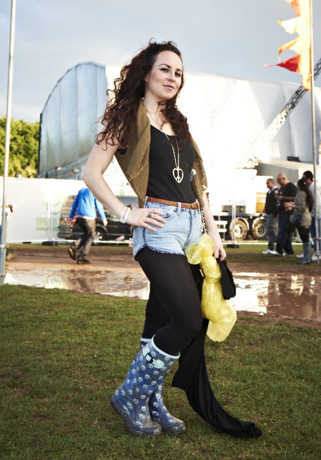 Charlie Wears A Topshop Waistcoat And Shorts, An Urban Outfitters Necklace And Vintage Wellies, Lovebox 2011