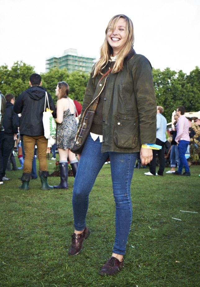 Fiona Wears A Barbour Jacket With Topshp Jeans And Office Shoes, Lovebox 2011