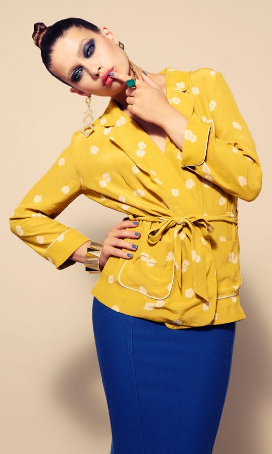Topshop Jacket, £55, Skirt, £30, Earrings, £16.50, Bangle, £12.50
