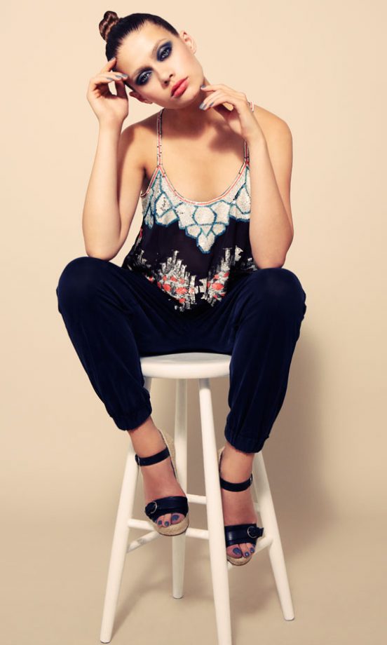 All Saints Vest, £150, Trousers, £120, Shoes, £101.50