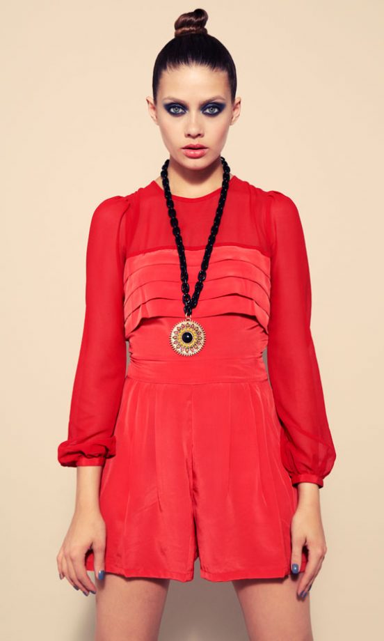 Miss Selfridge Playsuit, £40, Necklace, £14