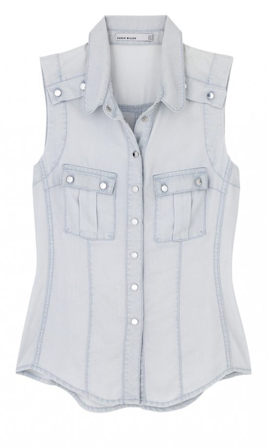 Karen Millen Denim Sleeveless Shirt, Was £85 Now £55