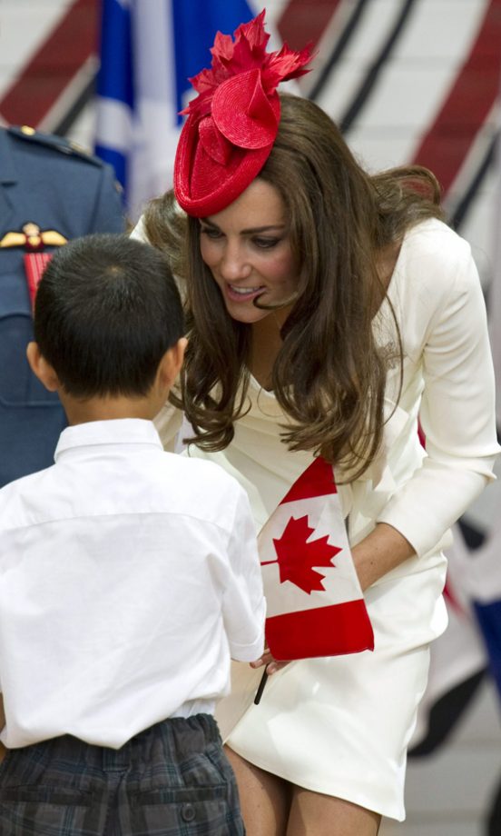 Kate Middleton Is Given A Canadian Flag To Match Her Hat, 2011
