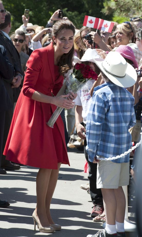 Kate Middleton Looks Lovely In A Red Swing Coat As She Chats To The Crowds In Canada, 2011