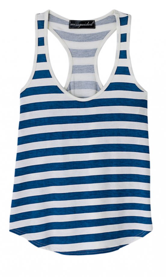 Miss Guided Sabrina Racer Back Basic Striped Vest Top, £9.99