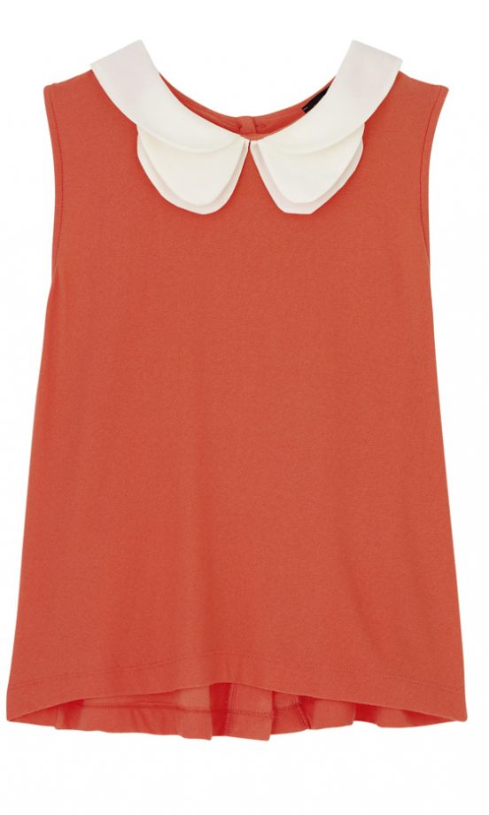 Topshop Coral Triple Peter Pan Collar Top, £26