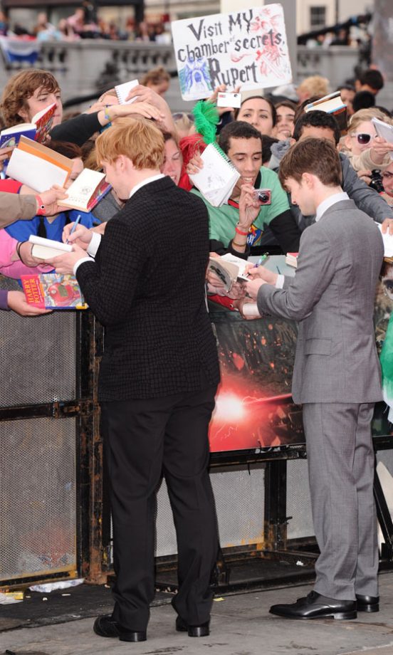 Rupert Grint And Daniel Radcliff At The Harry Potter And The Deathly Hallows: Part 2 World Film Premiere, 2011