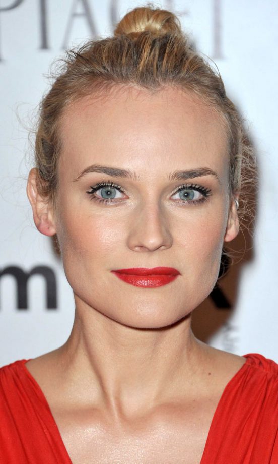 Love, Love, Love The Way Diane Kruger Adds Glamour To Her Topknot Hairstyle With A Slick Of Red Lipstick, 2011