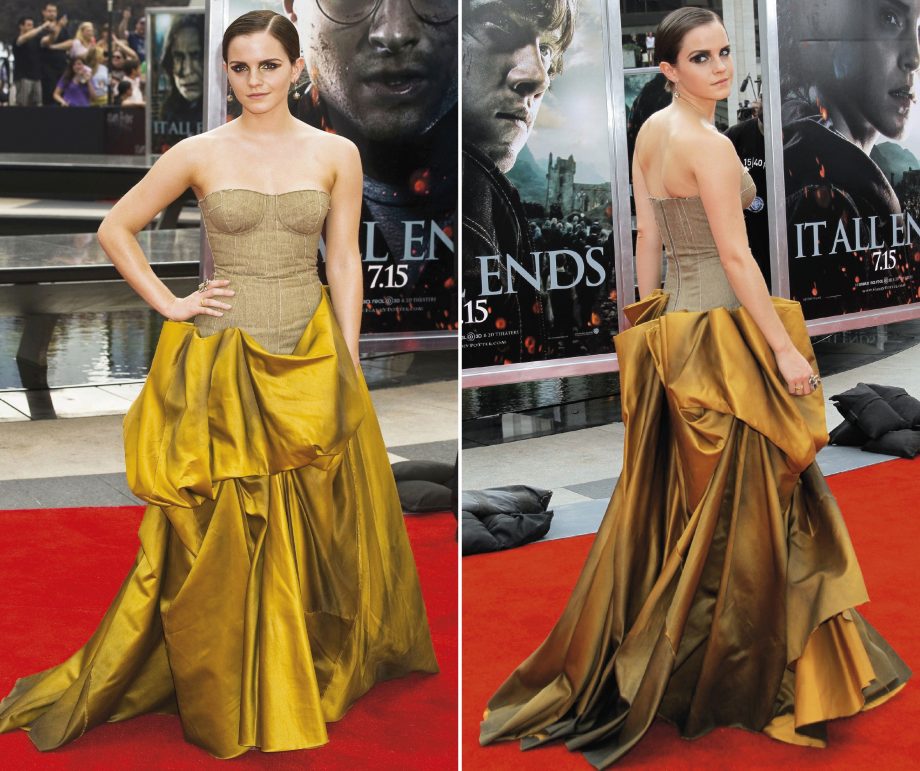 Emma Watson looking gorgeous in Bottega Veneta at the Harry Potter and The Deathly Hallows premier in New York