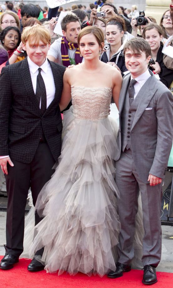 Emma Watson With Rupert Grint And Daniel Radcliffe At The Harry Potter And The Deathly Hallows: Part 2 World Film Premiere, 2011