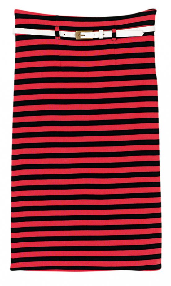 Own The Runway Red And Black Stripe Skirt, £19.99
