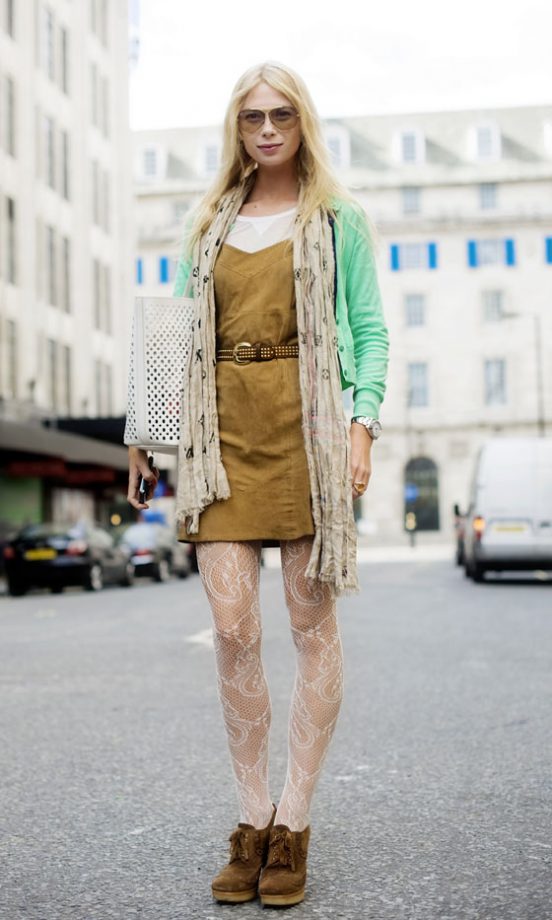 Erika Puts A Vintage Belt With Her Fendi Dress, Paul Smith Tights And Prada Shoes