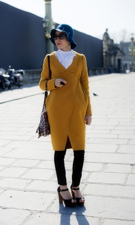 This Mustard Cardigan Teamed With A Floppy Hat And Heels Is Perfect For The Streets Of Paris