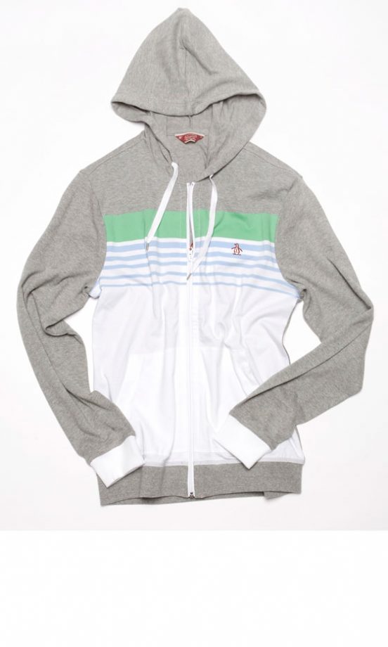 Original Penguin Grey and White Hooded Top, £65