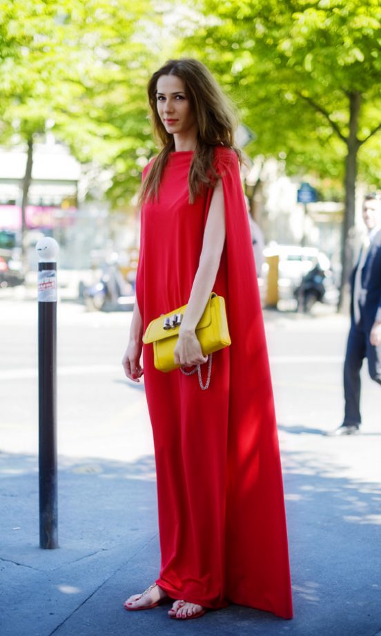 Romanian Fashion Designer Janina Nectara WIns Us Over In This Beautiful Red Dress For Paris Fashion Week