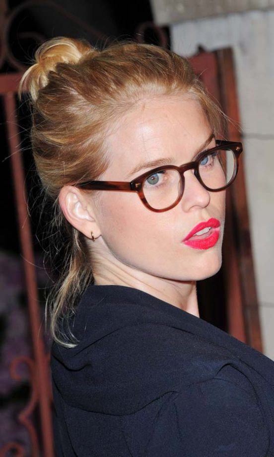 Actress Alice Eve's Shows Off Her Bright Lips With A Scraped Back Bun Hairstyle, 2011