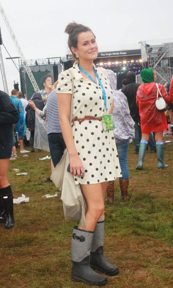 Dominique Wears A Topshop Dress And Office Wellies At V Festival 2011