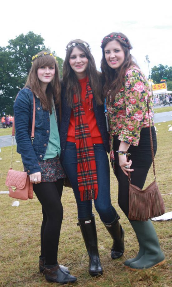 Miranna (Left) Wears A Zara Jacket, Lorna (Centre) Wears A Jacket And Scarf Off Ebay And Grace (right) Wears A Vintage Top And H&M Skirt At V Festival 2011