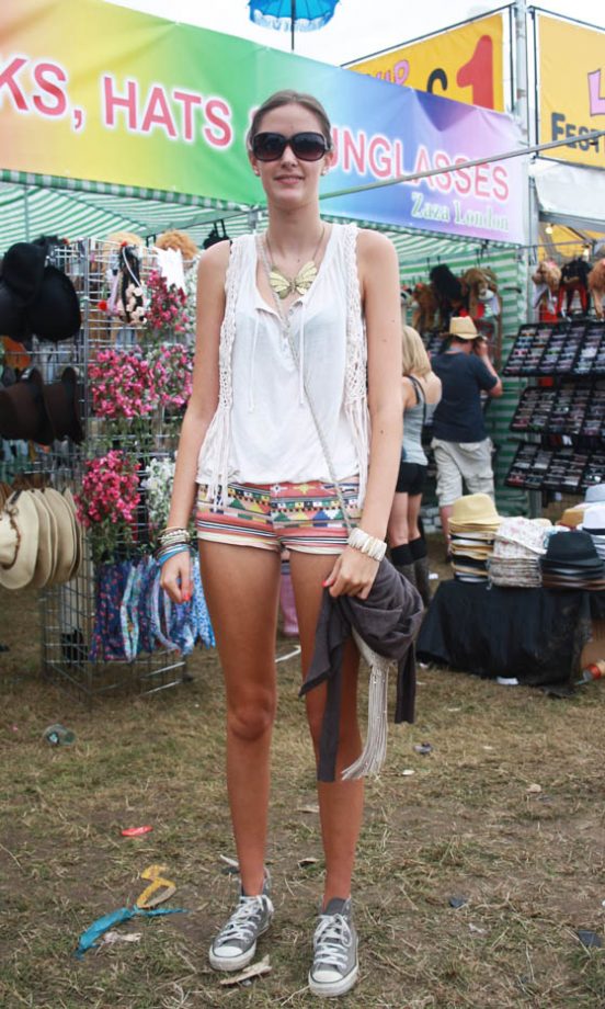 Lorna's Top And Waistcoat Are From Topshop, Shorts From River Island And Necklace From Accessorize At V Festival 2011