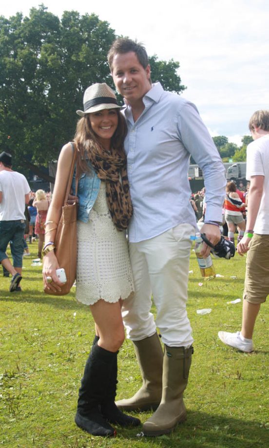 Jessica Wears A Topshop Dress And Waistcoat With A Warehouse Hat And Scarf. Craig Wears A Ralph Lauren Shirt At V Festival 2011