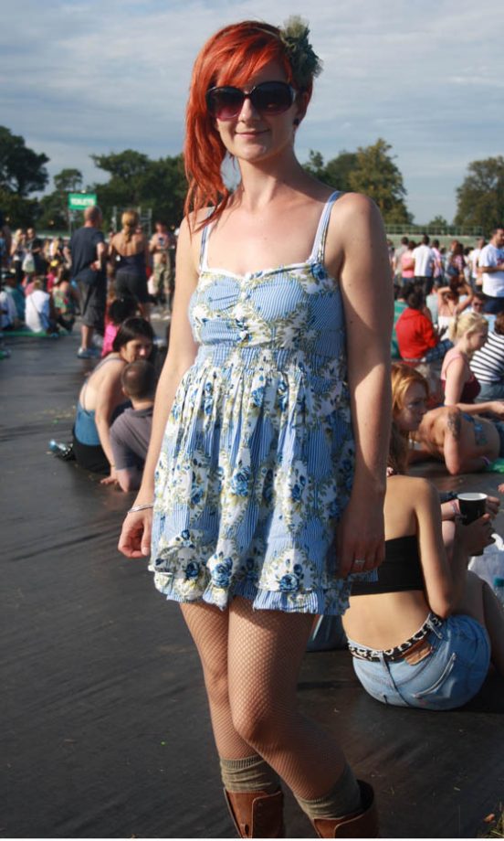Carly Wears A Primark Dress With Next Tights And A Head Tie From New Look At V Festival 2011