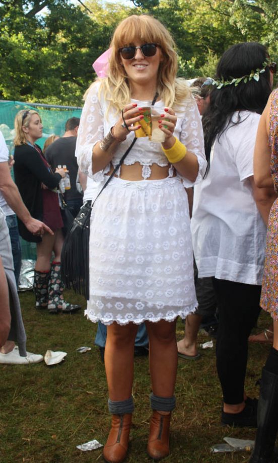 Heather Wears A Topshop Dress With Tophop Boots And Ray Bans At V Festival 2011