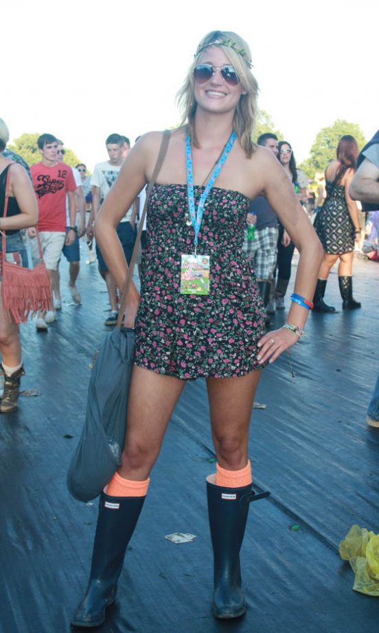 Stephanie Wears An ASOS Playsuit With Primakr Socks And Ray Ban Glasses At V Festival 2011