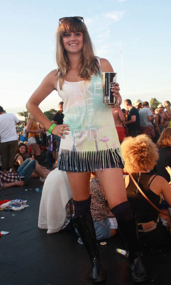 Kate Wears A River Island T-Shirt, Shorts From Whistles And Wellies From American Apparel At V Festival 2011
